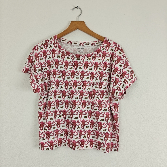 Roller Rabbit Other - Roller Rabbit Pima Cotton Monkey Printed Short Sleeve Pajama T-shirt Size Small